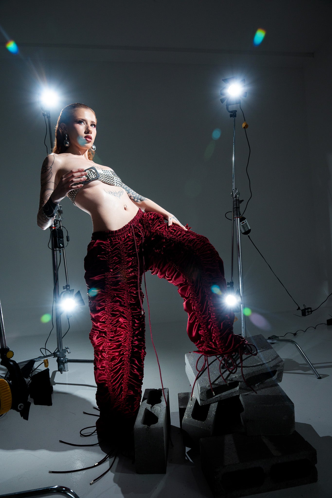 WINE RUCHED PANTS