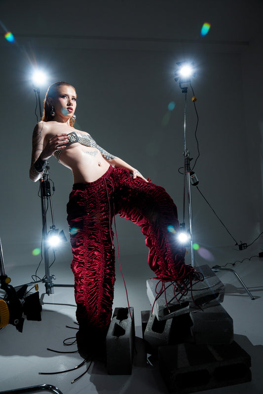 WINE RUCHED PANTS