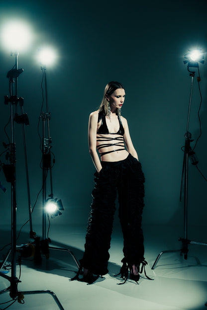 RUCHED PANTS BLACK