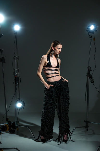 RUCHED PANTS BLACK