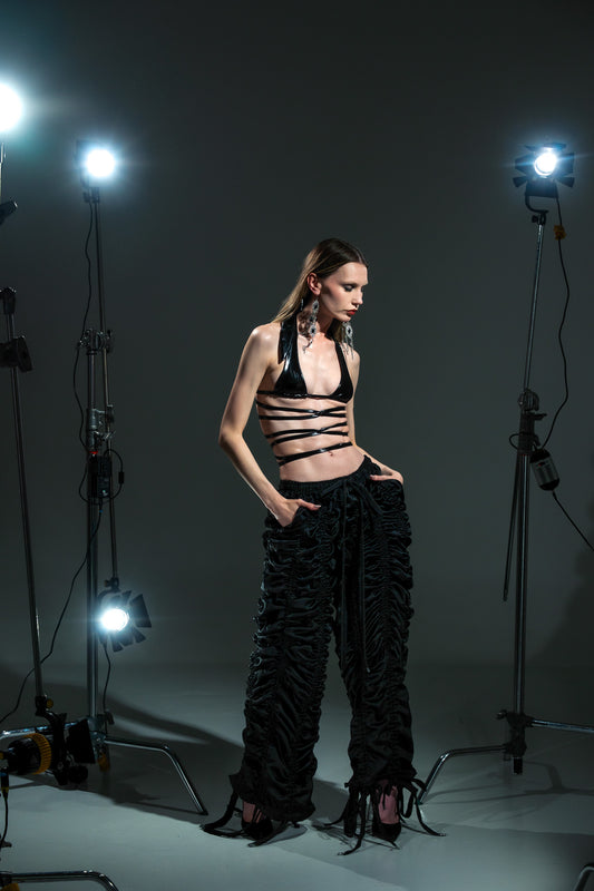 RUCHED PANTS BLACK
