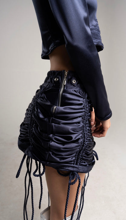 RUCHED SKIRT — BLUE
